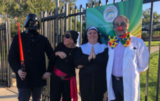 John the Baptist Catholic Primary School Bonnyrigg Heights teachers greet students at the school gate