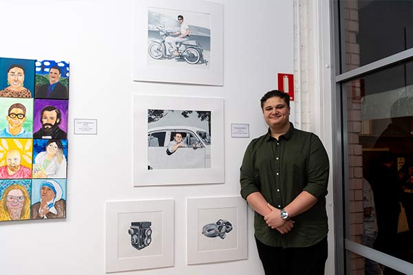 St Patrick's Sutherland alumnus Yianna Karantonis with his Clancy Prize artwork