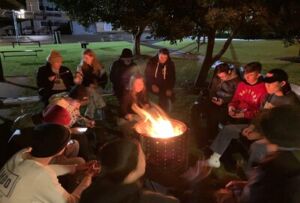 De La Salle Catholic College Cronulla students taking part in the FamilyWinterSleepout@Home at school